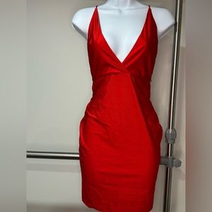 Sexy red dress open back